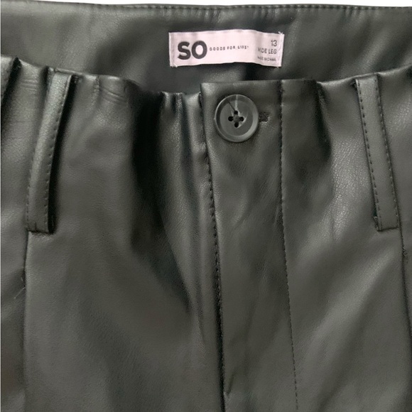 SO Black Wide Leg Leather Pants Large Size 13 - Picture 3 of 8
